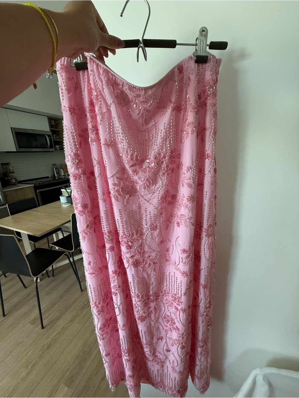 Embellished Pink Sequin Maxi Skirt